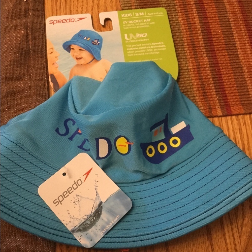 Speedo Kids UV 50 Bucket Hat, S/M  Blue Boat BRAND NEW WITH TAGS